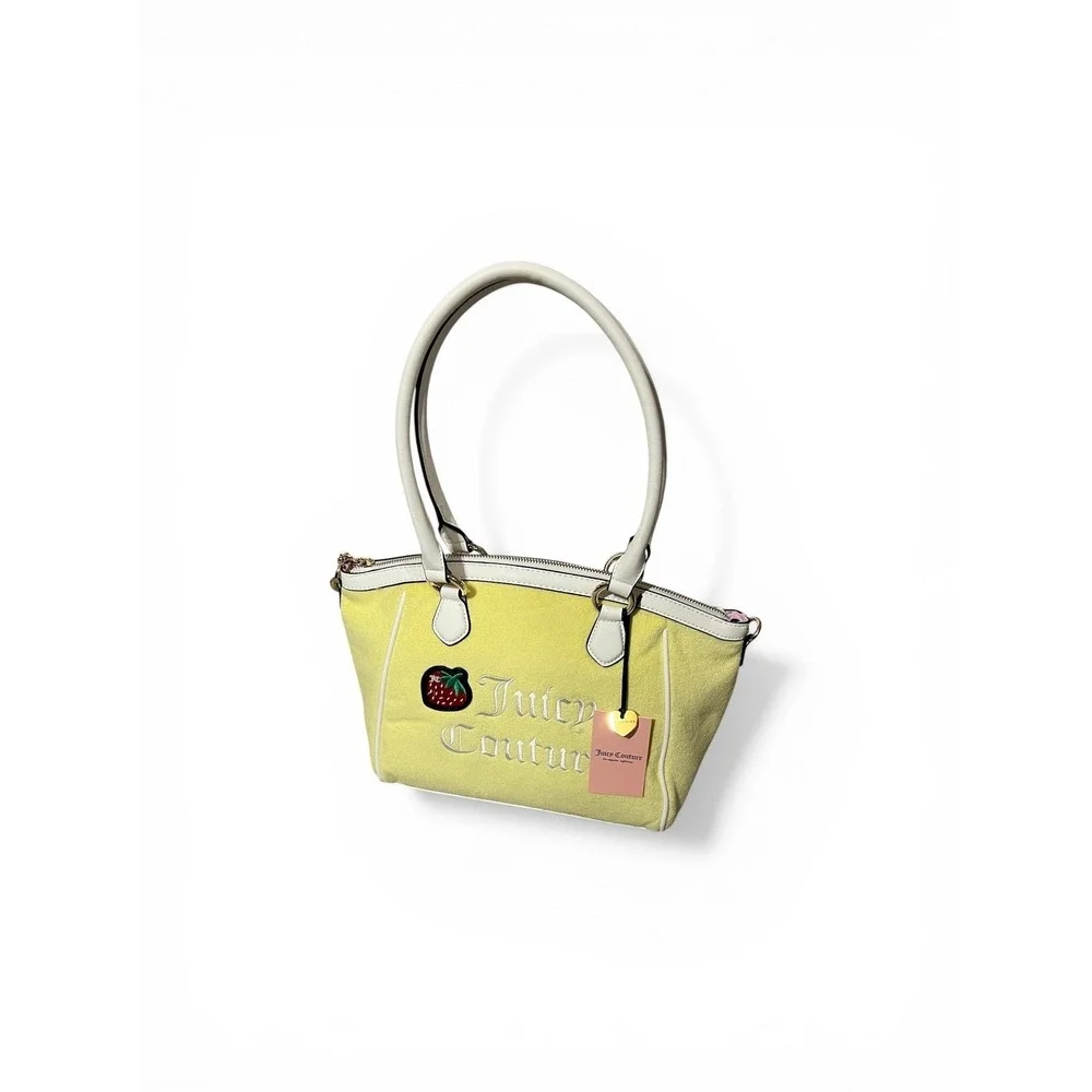 Juicy Couture Velour Tote Bag‎ Womens Yellow New Strawberry Y2K Aesthetic